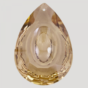 Mandorla goccia pendente 63 mm cristallo vetro molato color cognac.