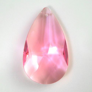 Mandorla pendente 38 mm vetro cristallo molato rosa