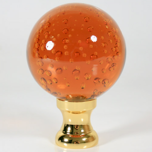 Maniglia pomello sfera ambra disegno pulegoso Ø65 vetro di Murano rocchetto oro.