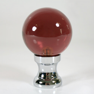 Maniglia pomello sfera ametista Ø50 vetro di Murano rocchetto nikel.