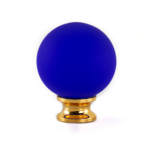 Maniglia pomello sfera blu satinata  Ø25 vetro di Murano, attacco oro.