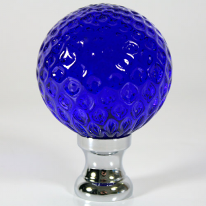Maniglia pomello sfera blue disegno a baloton Ø65 vetro di Murano rocchetto nikel.