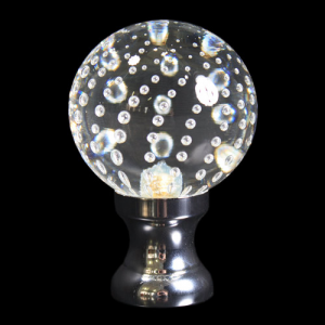 Maniglia pomello sfera cristallo disegno pulegoso Ø50 vetro di Murano rocchetto nikel.