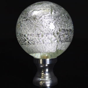 Maniglia pomello sfera cristallo foglia argento Ø65 vetro di Murano rocchetto nikel.