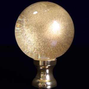 Maniglia pomello sfera cristallo foglia oro Ø65 vetro di Murano con rocchetto oro.