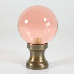 Maniglia pomello sfera rosa Ø50 vetro di Murano con rocchetto oro anticato.