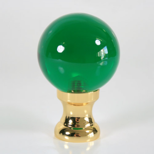 Maniglia pomello sfera verde Ø50 vetro di Murano rocchetto oro.