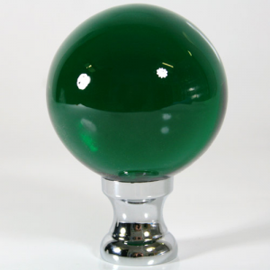 Maniglia pomello sfera verde scuro Ø65 vetro di Murano rocchetto nikel.