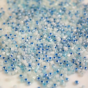 Mix perline di conteria tonde 1,5 mm azzurro e bianco seta vetro murano
