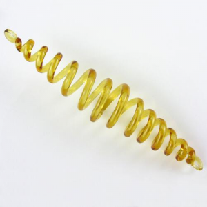 Molla spirale pendente vetro artigianale ambra, lunghezza 13 cm