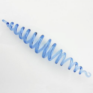 Molla spirale pendente vetro artigianale blu, lunghezza 13 cm