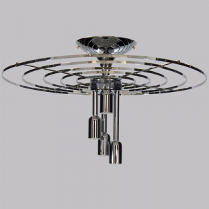 Montatura 5 anelli per lampadario a plafoniera circolare in acciaio cromato Ø 70/80 cm