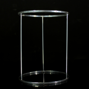Montatura verniciata cromo per portacandela, bordo 6 mm con 31 fori per catene di cristalli. Ø18 x h23 cm