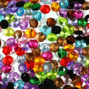 Ottagoni 14 mm multicolor cristallo acrilico 2 fori, colori vari