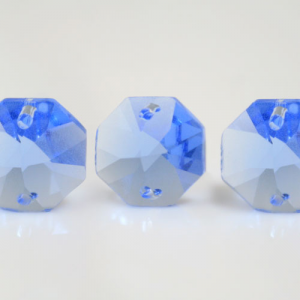 Ottagono 14 mm Sapphire cristallo sfaccettato due fori -Asfour 1080-