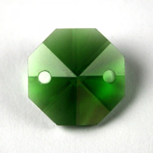 Ottagono 16 mm verde cristallo vetro molato 2 fori
