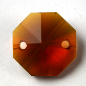 Ottagono 18 mm ambra caldo cristallo vetro molato 2 fori
