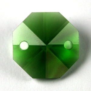 Ottagono 18 mm verde cristallo vetro molato 2 fori