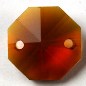 Ottagono 20 mm ambra caldo cristallo vetro molato 2 fori