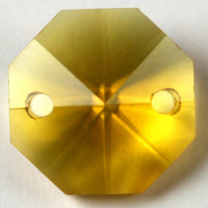 Ottagono 20 mm giallo cristallo vetro molato 2 fori