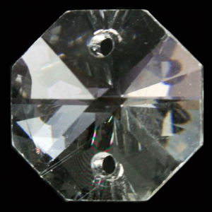 Ottagono 20 mm trasparente puro cristallo vetro molato 2 fori 16 facce