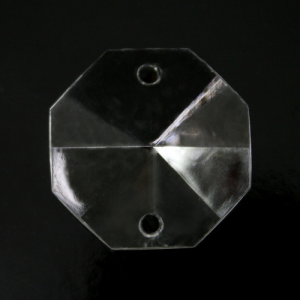 Ottagono 20 mm, cristallo acrilico sfaccettato 2 fori, colore puro