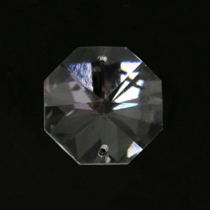 Ottagono 32 mm trasparente puro cristallo vetro molato 2 fori 16 facce