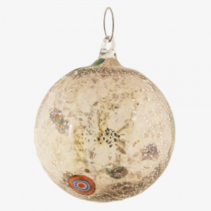 Palla di natale vetro Murano ametista tutto argento con murrine colorate