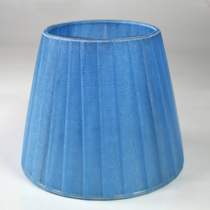 Lampshade Ø12 Ø8 h10 cm truncated cone covered with light blue organza veil. Silver spring frame.