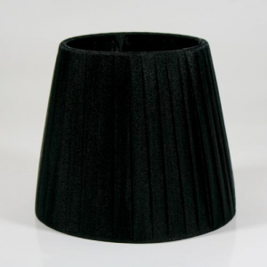 Lampshade 14x10x12 cm covered in black siena organza veil. Black frame E14 attack