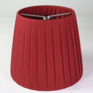 Lampshade 14x10x12 cm truncated cone covered with burgundy red ponge'. Silver frame with spring connection.