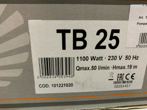 ELETTROPOMPA per Travaso Speroni Euromatic TB25 in acciaio 1100 watt