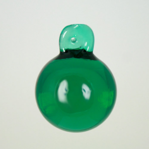 Pendente sfera 35 mm verde scuro + codolo con foro. Vetro Murano.
