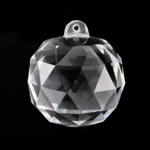 Pendente sfera Ø50 mm sfaccettata in cristallo trasparente di Boemia. Cristallo vintage per restauro lampadari.