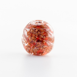 Perla di Murano melone Sommerso Ø18. Vetro rosa, con avventurina. Foro passante.