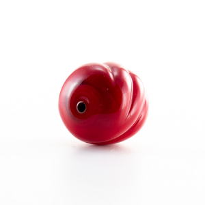 Perla di Murano melone tinta unita Ø18. Vetro rosso. Foro passante.