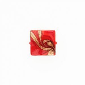 Perla di Murano schissa Fenicio Ø14. Vetro rosso e avventurina. Foro passante.