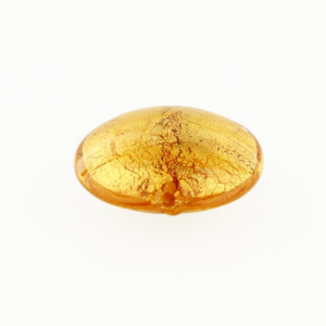Perla di Murano schissa Sommersa Ø22. Vetro ambra, foglia oro. Foro passante.