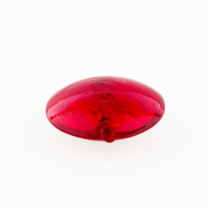 Perla di Murano schissa Sommersa Ø22. Vetro rosso, foglia oro. Foro passante.