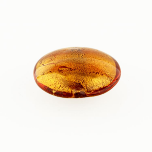 Perla di Murano schissa Sommersa Ø22. Vetro topazio, foglia oro. Foro passante.