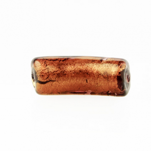 Perla di Murano tubo curvo Sommerso Ø8x18. Vetro ametista, foglia oro. Foro passante.