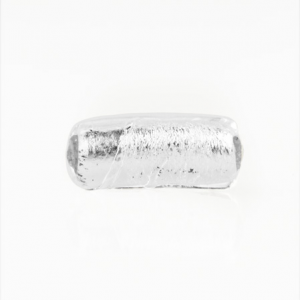 Perla di Murano tubo curvo Sommerso Ø8x18. Vetro trasparente foglia argento. Foro passante.