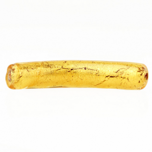 Perla di Murano tubo curvo Sommerso Ø8x40. Vetro ambra, foglia oro. Foro passante.