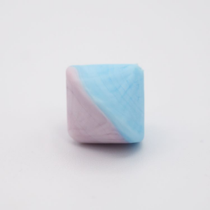 Perla Murano bicono satinato Ø18 mm h17 bicolore azzurro/rosa pasta di vetro