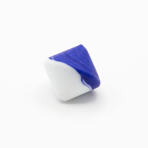 Perla Murano bicono satinato Ø18 mm h17 bicolore bianco/blu pasta di vetro