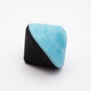 Perla Murano bicono satinato Ø18 mm h17 bicolore nero/azzurro pasta di vetro