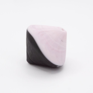 Perla Murano bicono satinato Ø18 mm h17 bicolore nero/rosa pasta di vetro