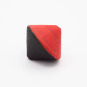 Perla Murano bicono satinato Ø18 mm h17 bicolore nero/rosso pasta di vetro