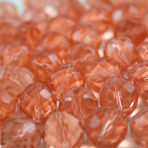 Perla sfaccettata 12 mm mezzo cristallo rosa antico