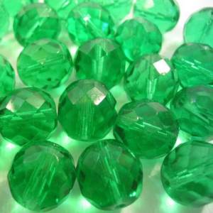 Perla sfaccettata 12 mm mezzo cristallo verde smeraldo